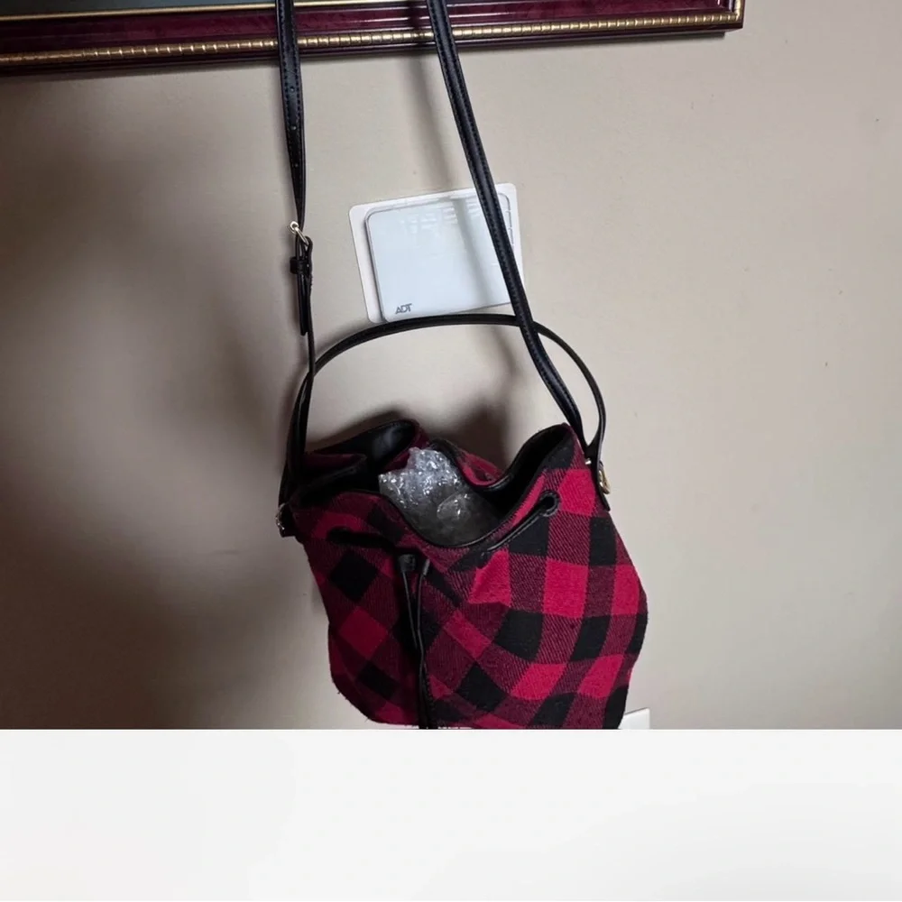 Talbots Red and Black Plaid Shoulder Bag - Picture 3 of 5